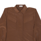 ALEXANDER Womens Brown Shirt L Polyester Long Sleeve Casual Pocket Detail