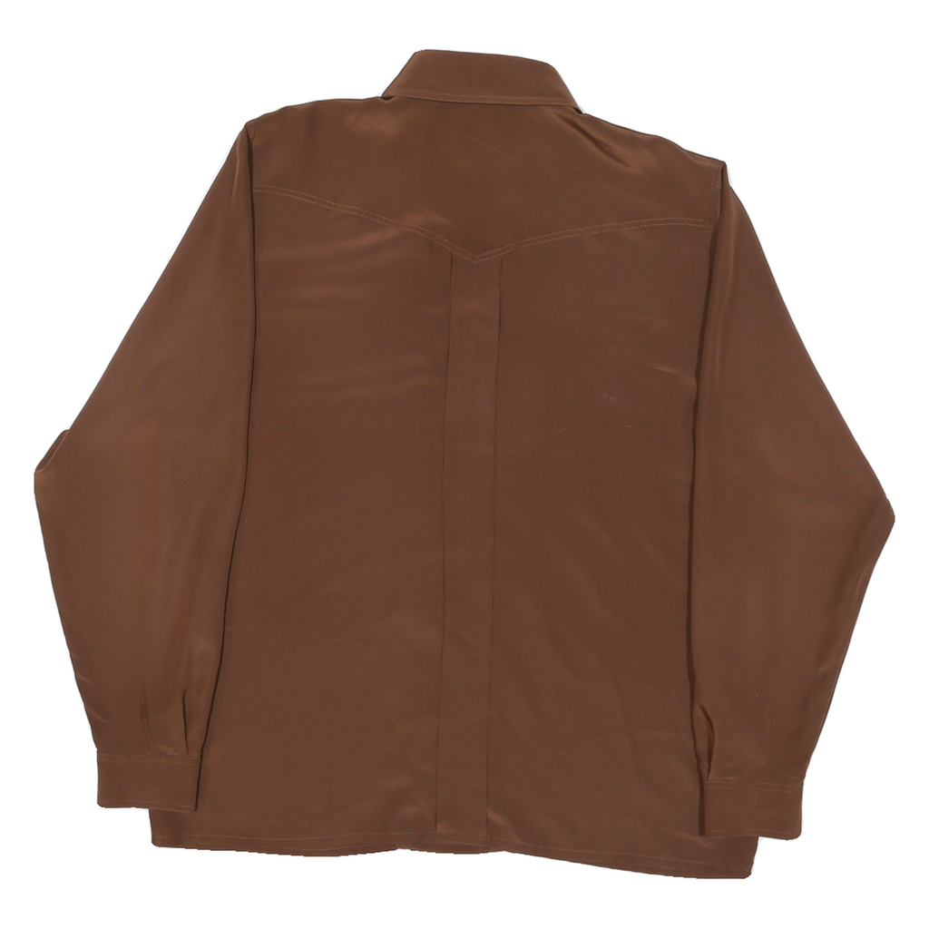 ALEXANDER Womens Brown Shirt L Polyester Long Sleeve Casual Pocket Detail