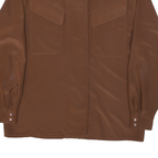 ALEXANDER Womens Brown Shirt L Polyester Long Sleeve Casual Pocket Detail