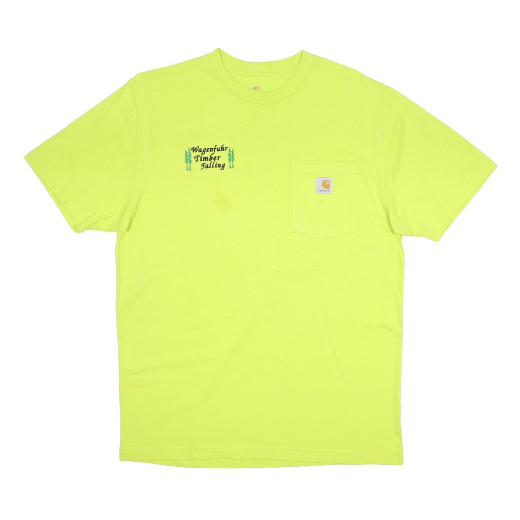 CARHARTT Mens Yellow Wagenfuhr Timber Falling Pocket T-Shirt M Short Sleeve Crew