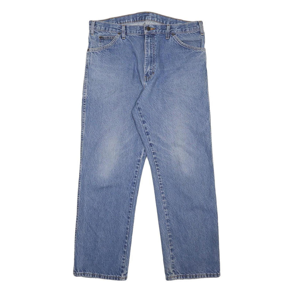 DICKIES Mens Regular Blue Denim Jeans W36 L30 Classic Cotton Zip Pocket Workwear