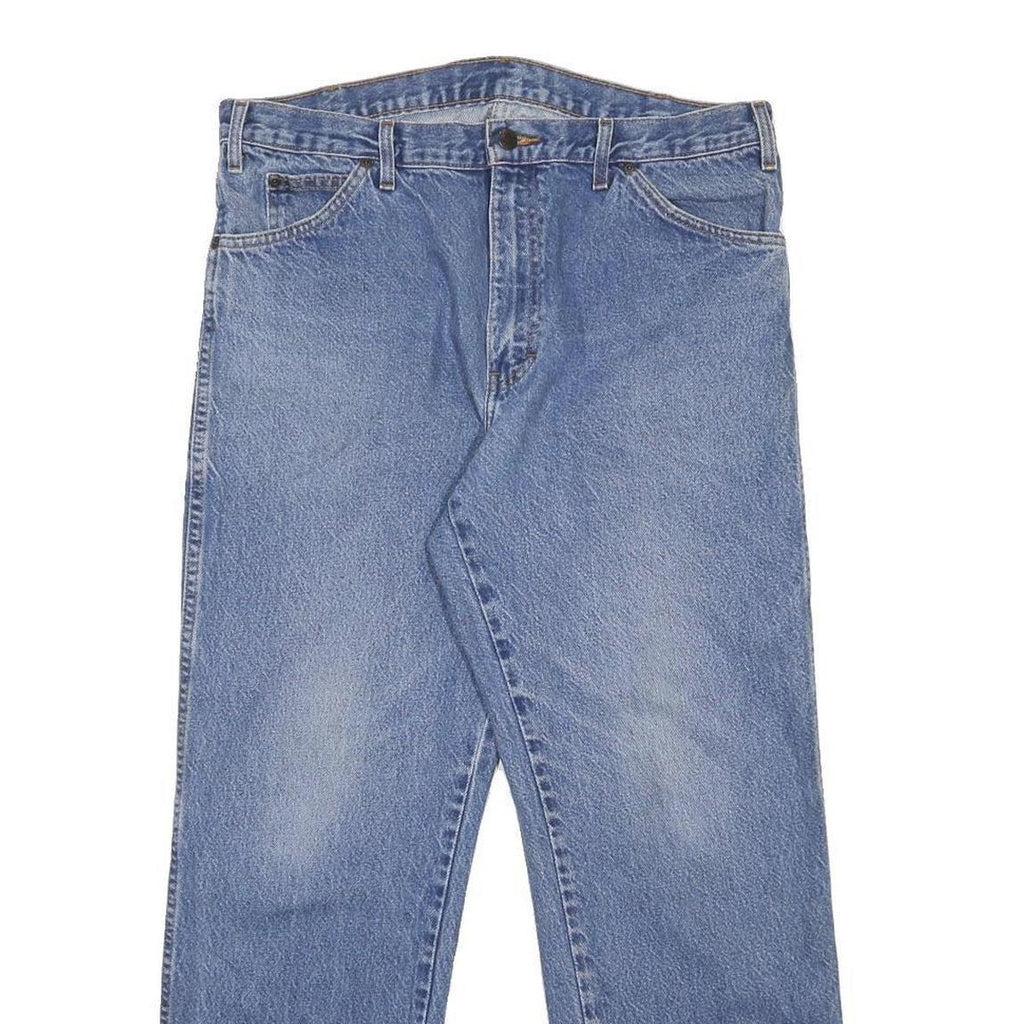 DICKIES Mens Regular Blue Denim Jeans W36 L30 Classic Cotton Zip Pocket Workwear