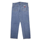DICKIES Mens Regular Blue Denim Jeans W36 L30 Classic Cotton Zip Pocket Workwear