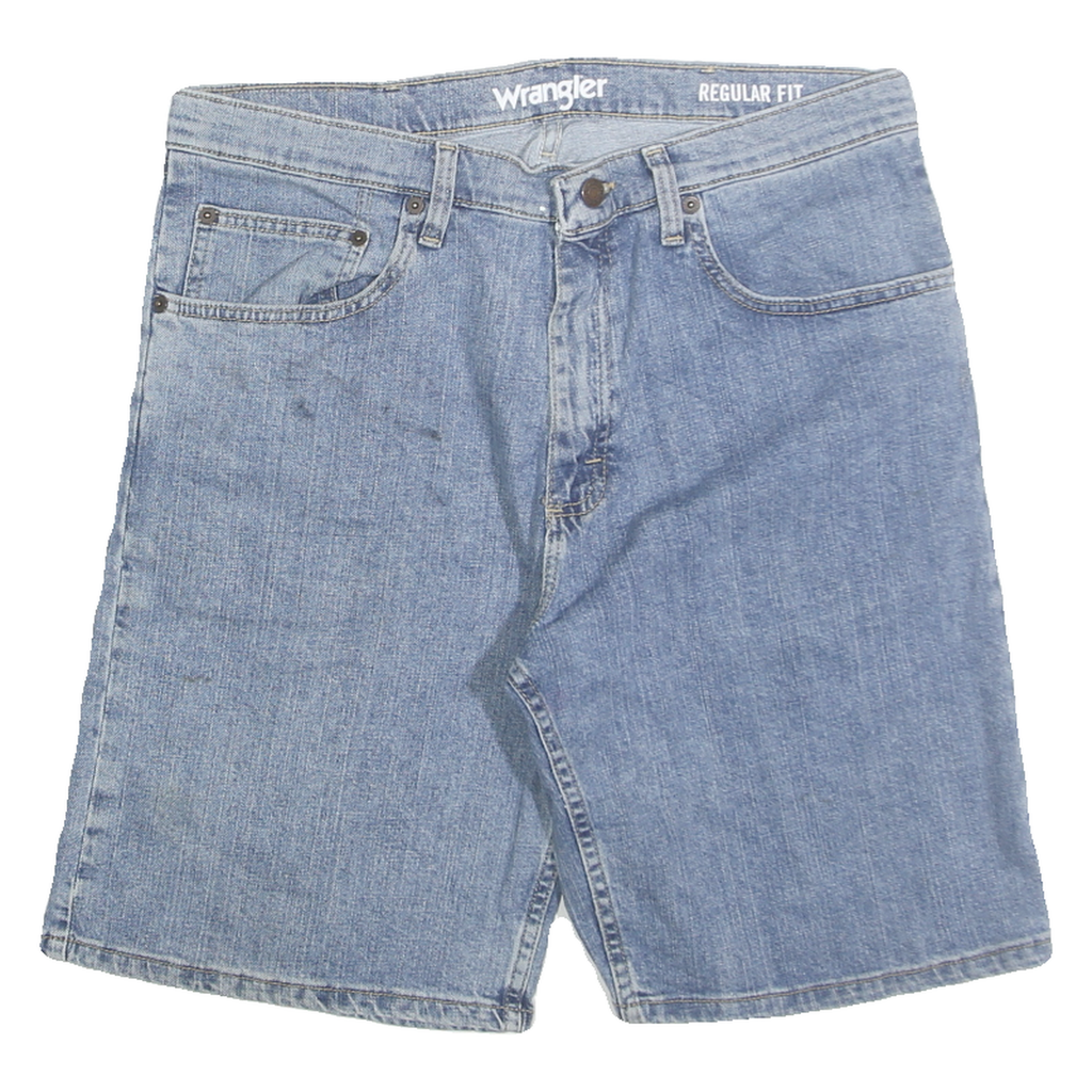 WRANGLER Mens Denim Blue Regular Fit Shorts L W34 Casual Cotton Blend