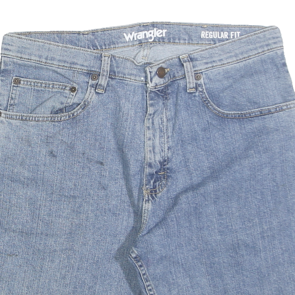 WRANGLER Mens Denim Blue Regular Fit Shorts L W34 Casual Cotton Blend