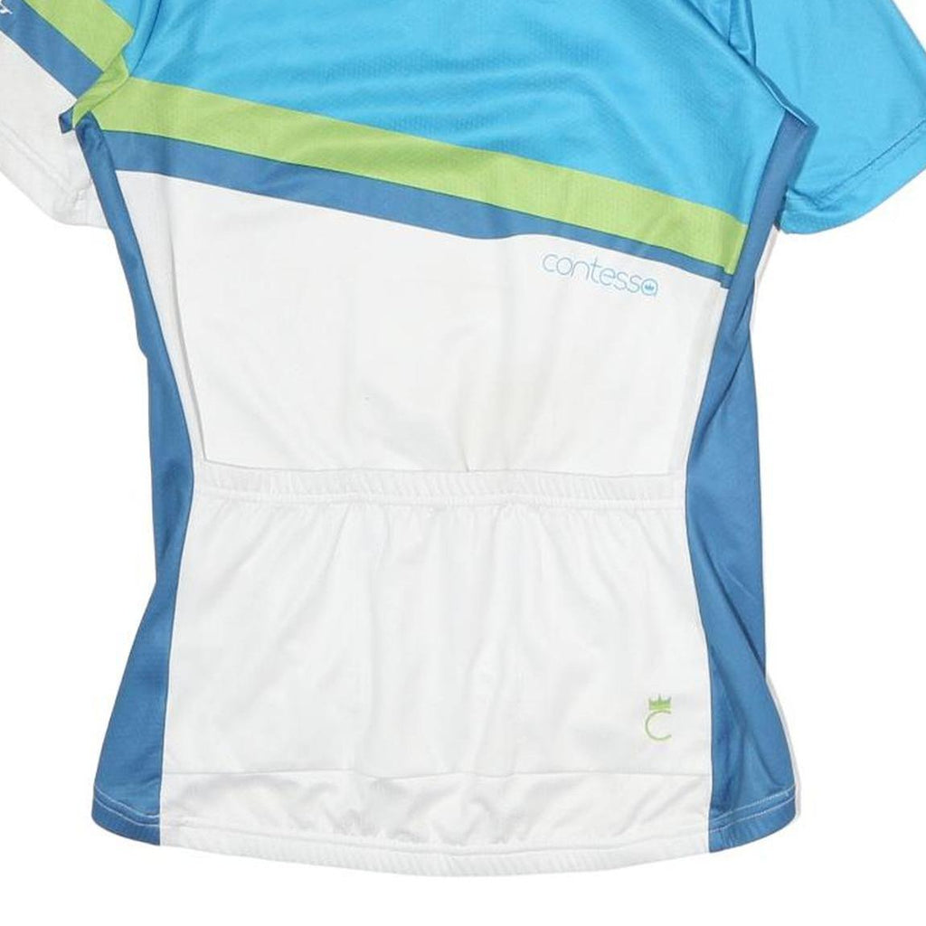 SCOTT Mens Blue & White Cycling Jersey S Short Sleeve 1/4 Zip Contessa Logo