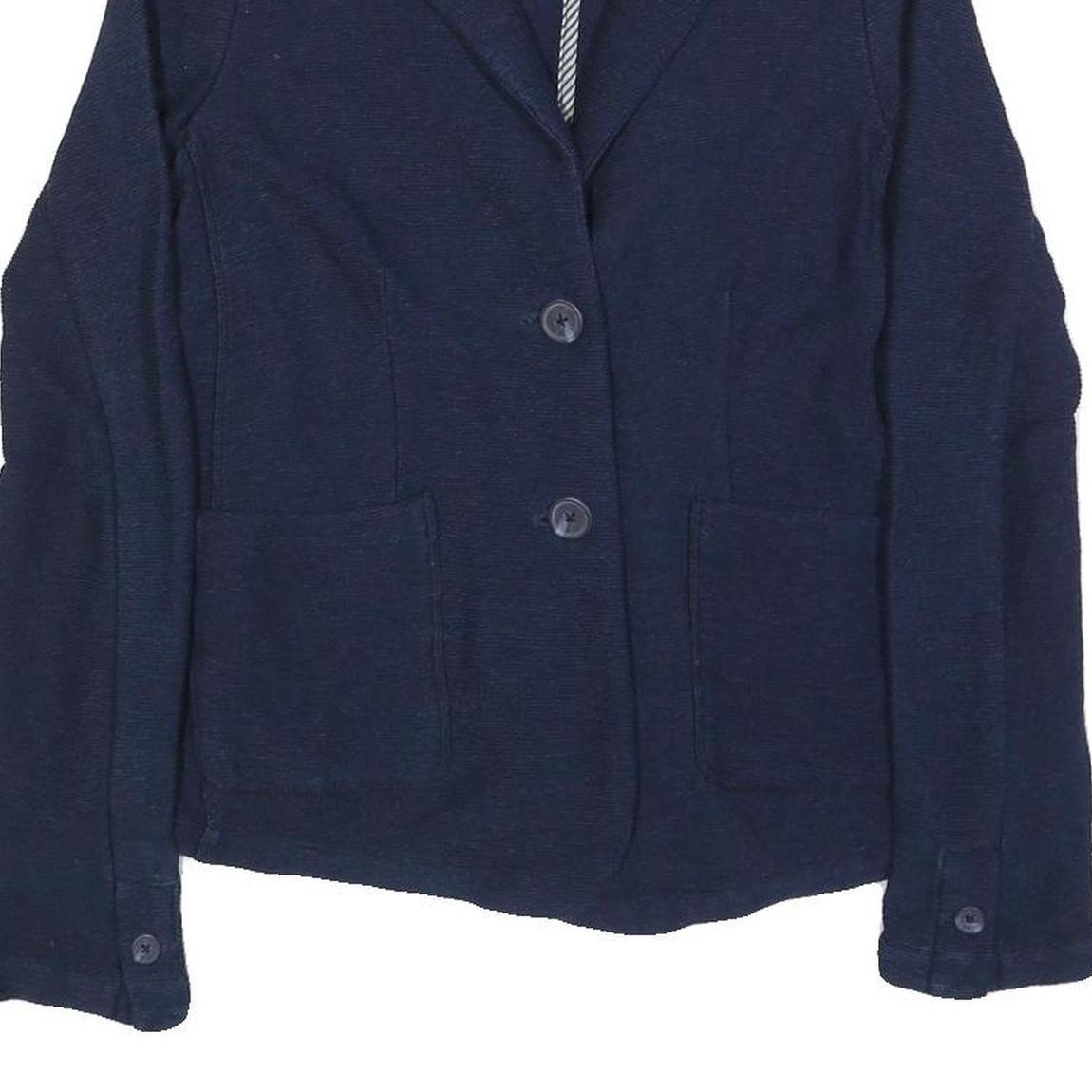 WHITE STUFF Womens Navy Blue Button Jacket UK 10 Cotton Casual Tailored Blazer