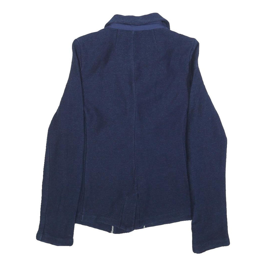 WHITE STUFF Womens Navy Blue Button Jacket UK 10 Cotton Casual Tailored Blazer