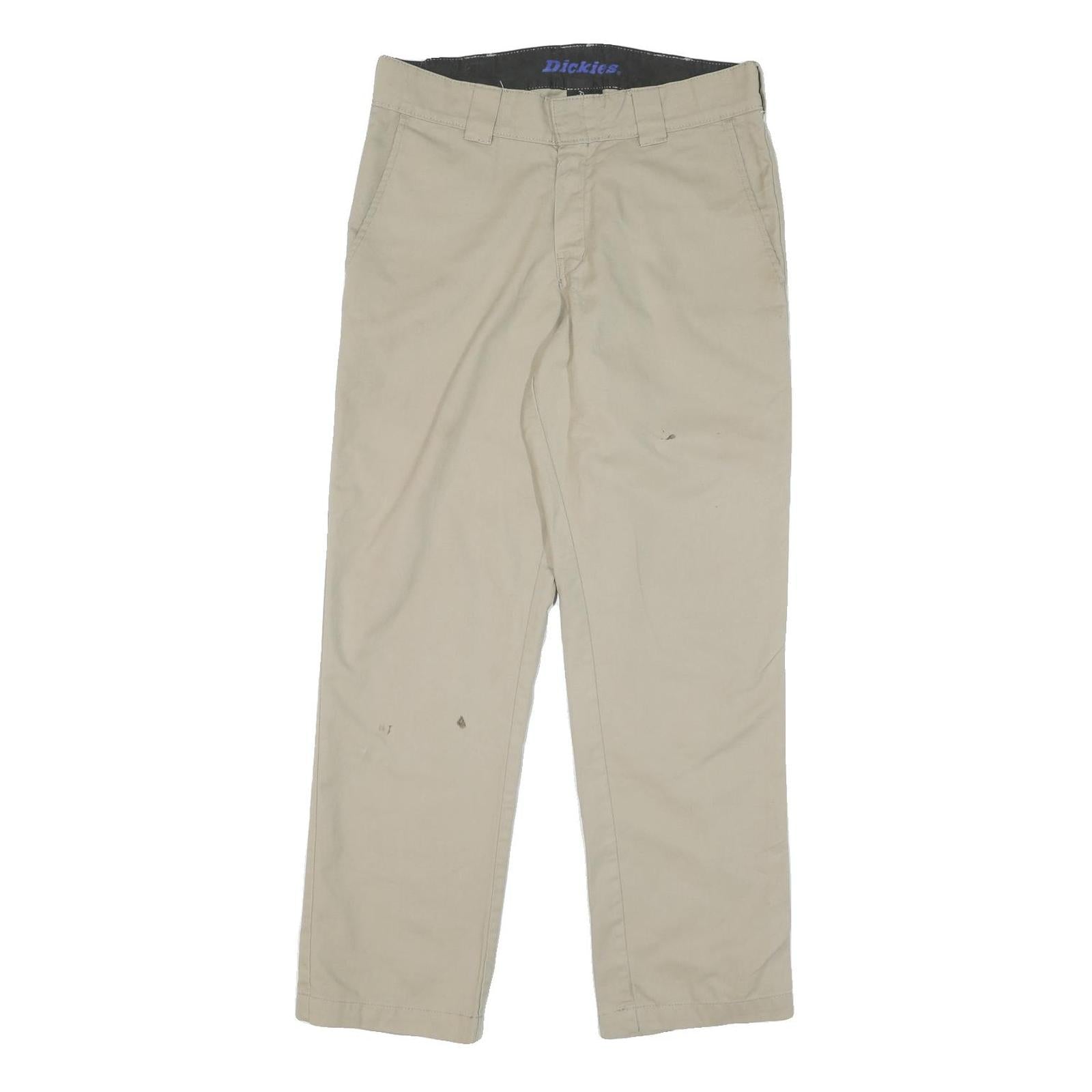 DICKIES Mens Cotton Blend Beige Regular Fit Straight Trousers W32 L30 Casual