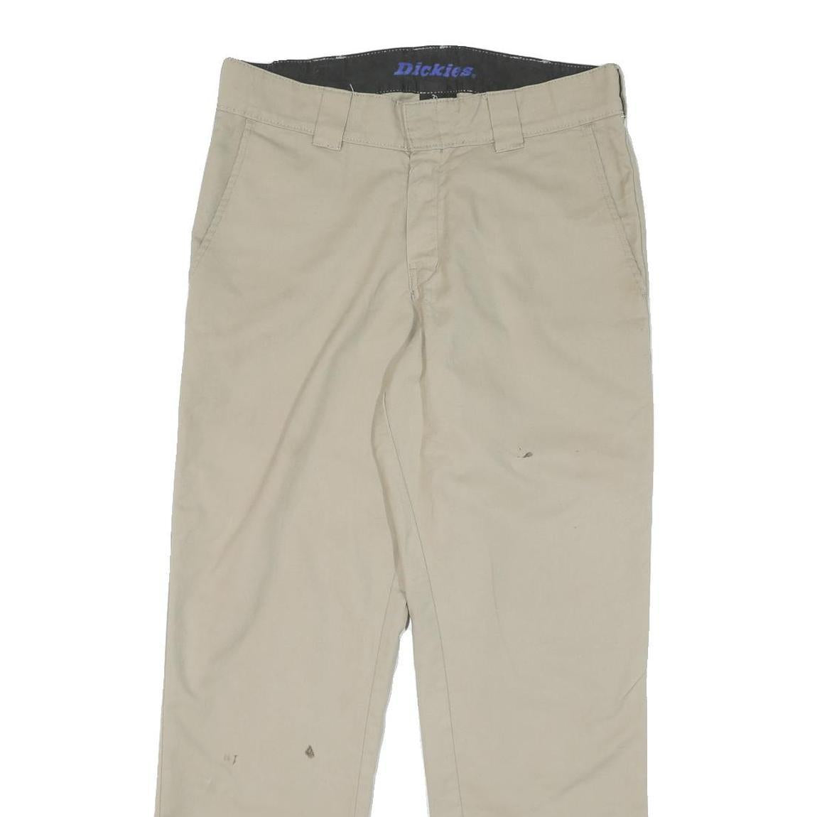 DICKIES Mens Cotton Blend Beige Regular Fit Straight Trousers W32 L30 Casual