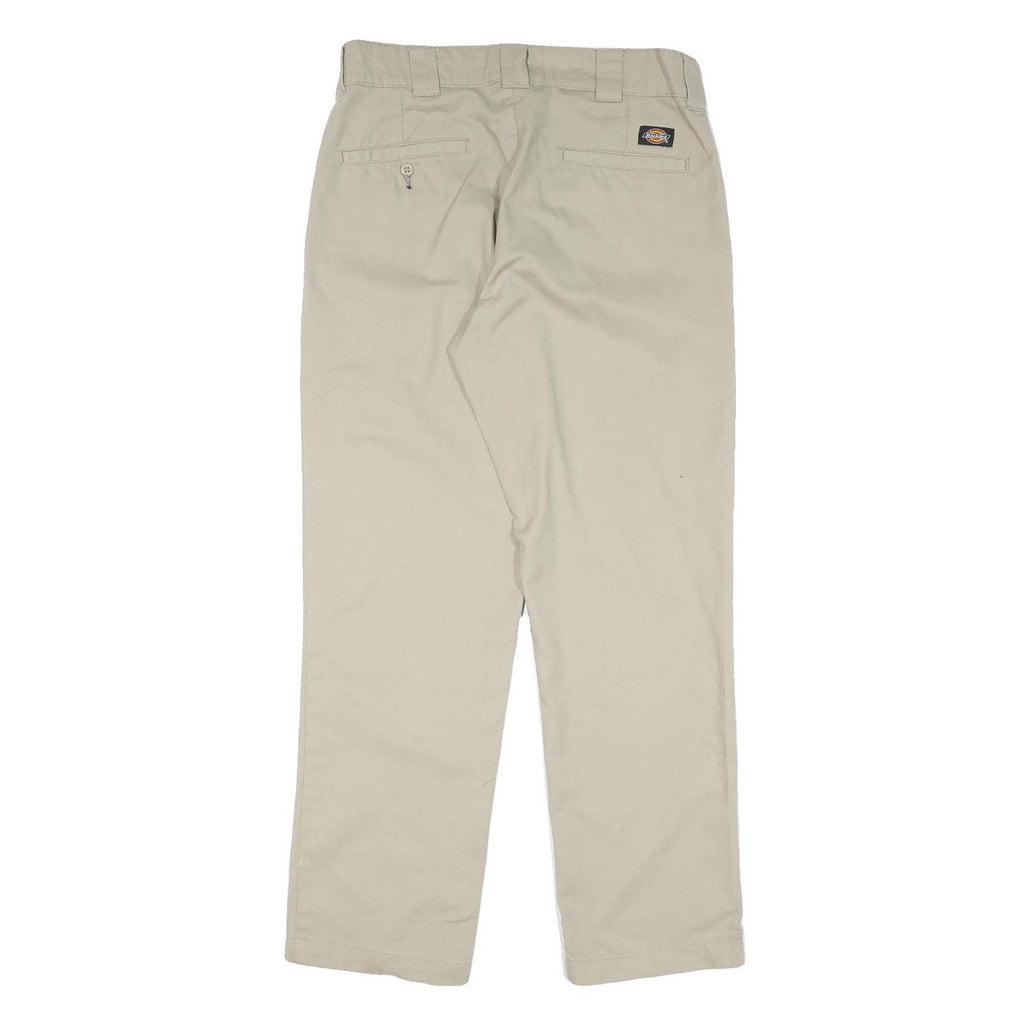 DICKIES Mens Cotton Blend Beige Regular Fit Straight Trousers W32 L30 Casual