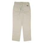 DICKIES Mens Cotton Blend Beige Regular Fit Straight Trousers W32 L30 Casual