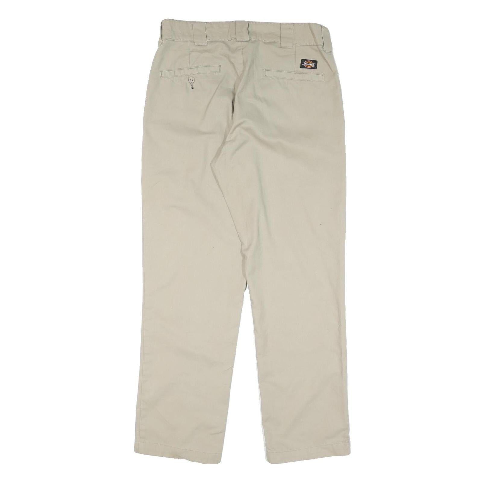 DICKIES Mens Cotton Blend Beige Regular Fit Straight Trousers W32 L30 Casual