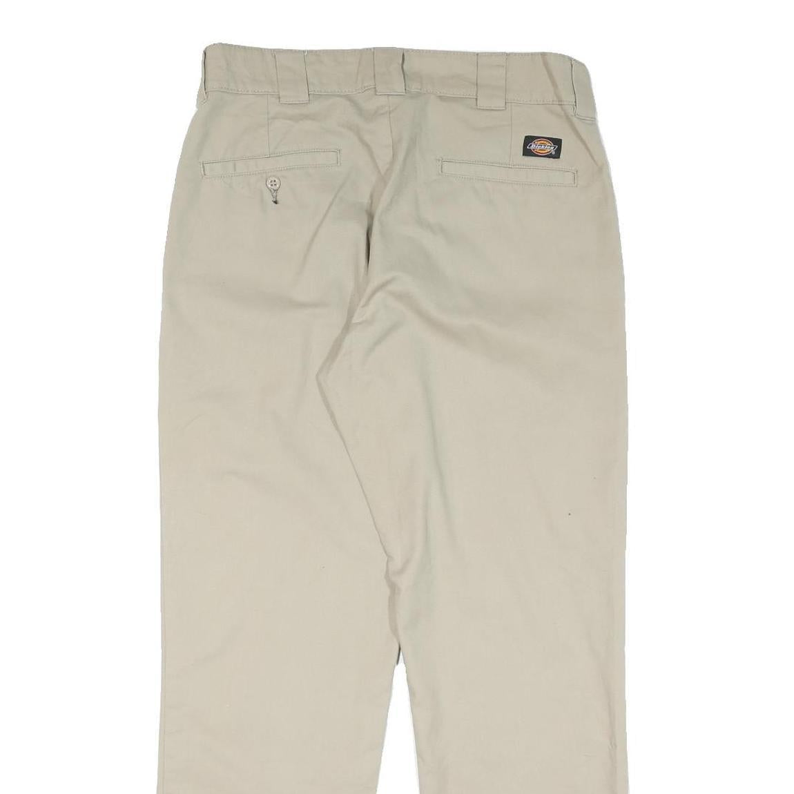 DICKIES Mens Cotton Blend Beige Regular Fit Straight Trousers W32 L30 Casual