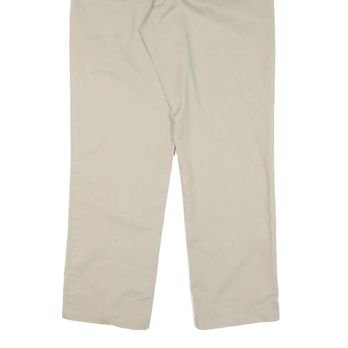 DICKIES Mens Cotton Blend Beige Regular Fit Straight Trousers W32 L30 Casual