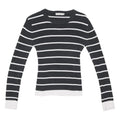 TOMMY HILFIGER Womens Black & White Striped Plain Crew Neck Basic Knit Jumper S