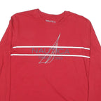 NAUTICA Mens Red Long Sleeve Crew Neck Cotton Blend T-Shirt M Graphic Print
