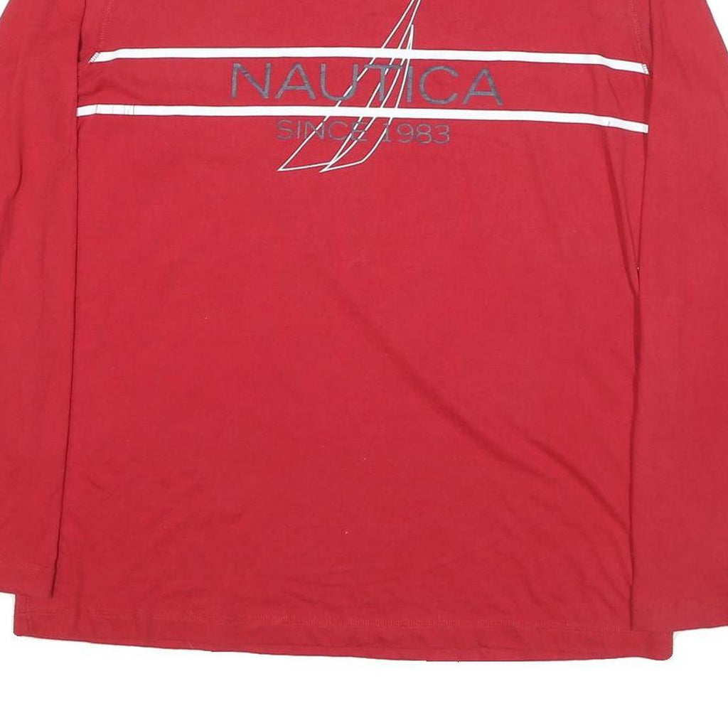 NAUTICA Mens Red Long Sleeve Crew Neck Cotton Blend T-Shirt M Graphic Print