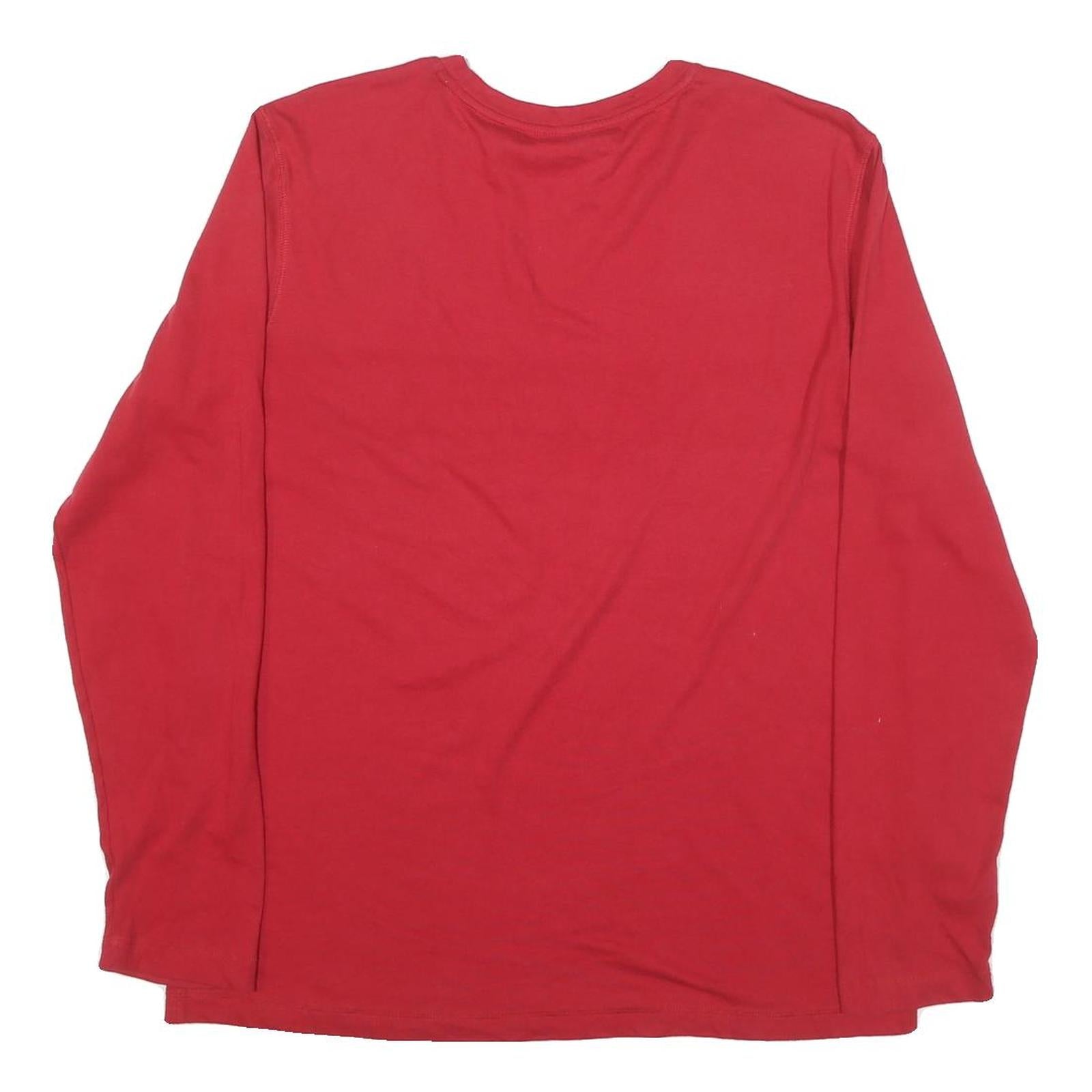 NAUTICA Mens Red Long Sleeve Crew Neck Cotton Blend T-Shirt M Graphic Print