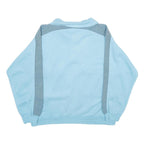 Mens Blue Sweatshirt Polo Collar S Striped Zip Pockets Cotton Blend Pullover