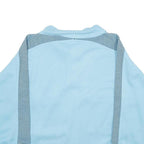 Mens Blue Sweatshirt Polo Collar S Striped Zip Pockets Cotton Blend Pullover