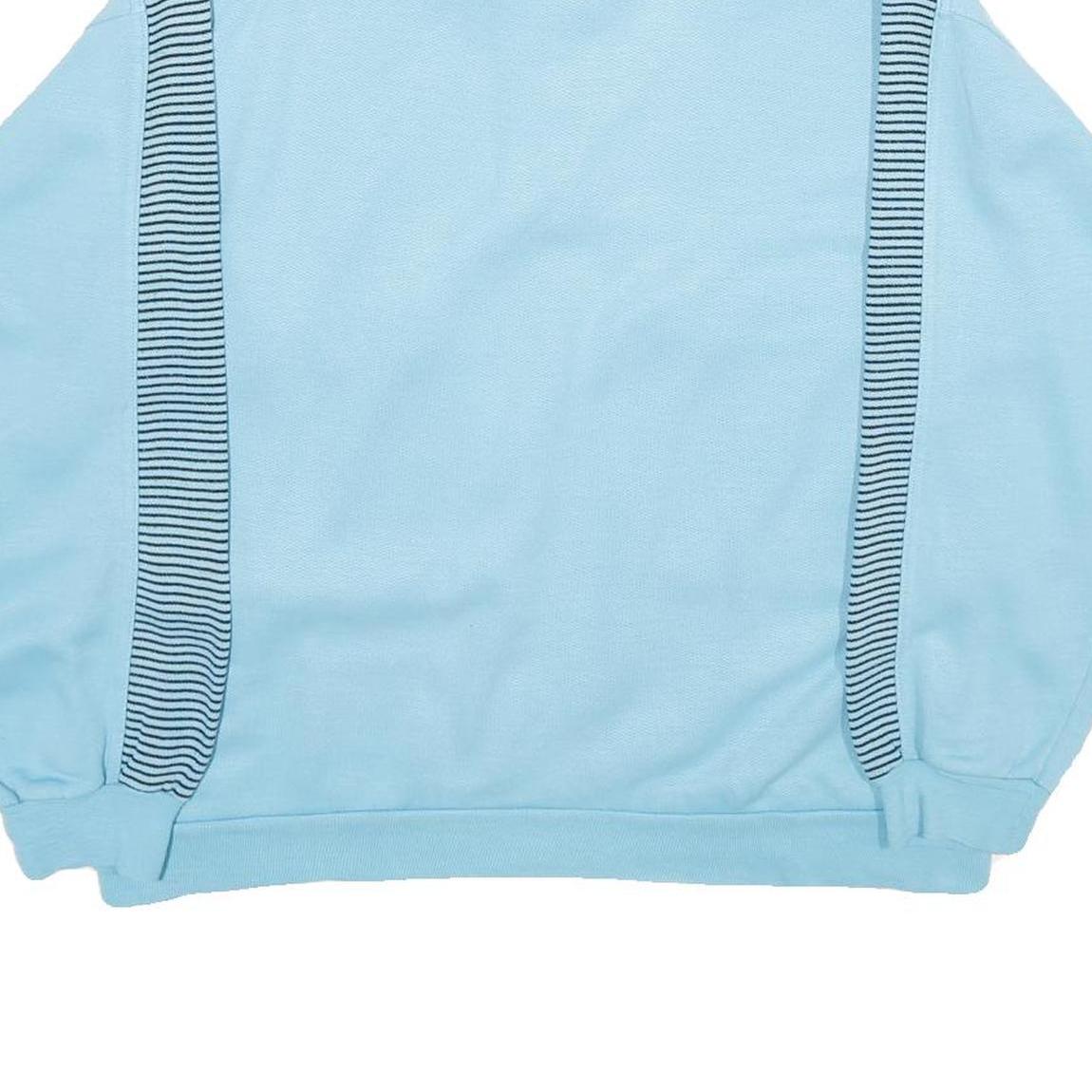 Mens Blue Sweatshirt Polo Collar S Striped Zip Pockets Cotton Blend Pullover