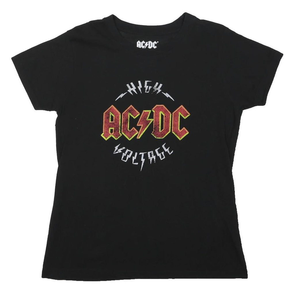 ACDC Womens Black High Voltage Graphic T-Shirt XL Short Sleeve Crew Neck