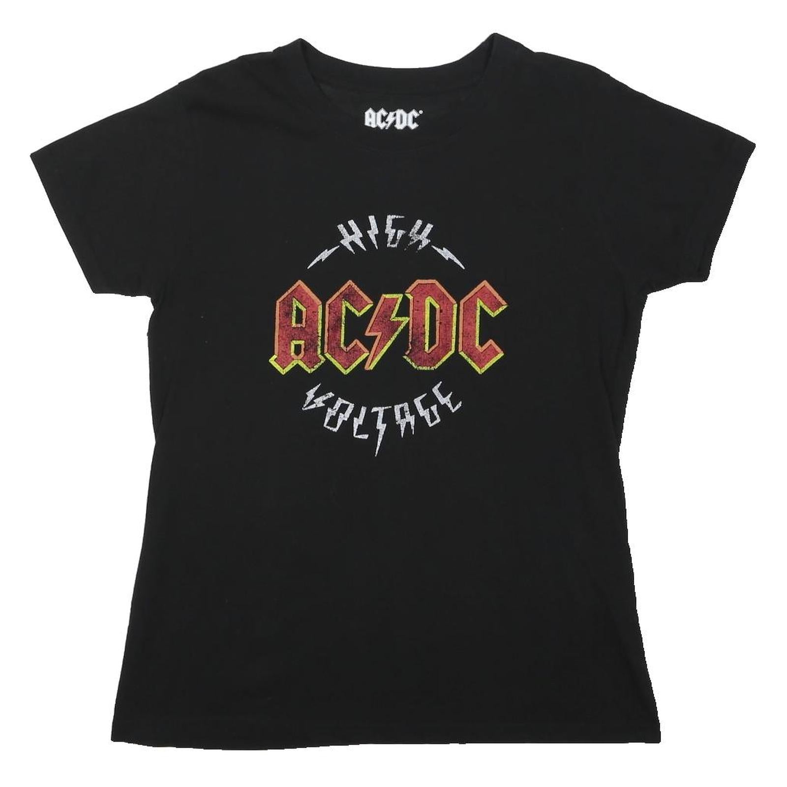 ACDC Womens Black High Voltage Graphic T-Shirt XL Short Sleeve Crew Neck