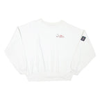 Mens White Sweatshirt Pullover L Cartoon Graphic Print Crew Neck Cotton Blend