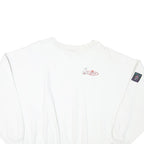 Mens White Sweatshirt Pullover L Cartoon Graphic Print Crew Neck Cotton Blend