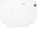 Mens White Sweatshirt Pullover L Cartoon Graphic Print Crew Neck Cotton Blend