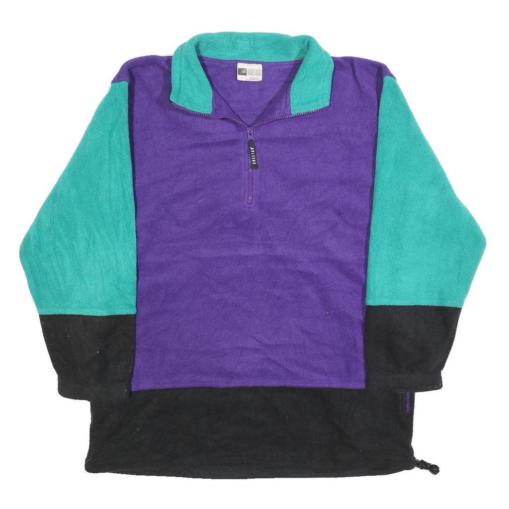 CHEETAH Mens Purple & Green Colourblock Pullover Plain Crew Neck Basic Knit L