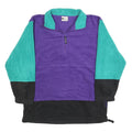 CHEETAH Mens Purple & Green Colourblock Pullover Plain Crew Neck Basic Knit L