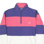 CHAPS Mens Blue & Pink & White Quarter Zip Sweatshirt XL Colour Block Casual