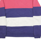 CHAPS Mens Blue & Pink & White Quarter Zip Sweatshirt XL Colour Block Casual