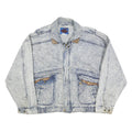 HORIZON Mens Blue Cotton Denim Jacket L Zip Front Casual 1990s Style