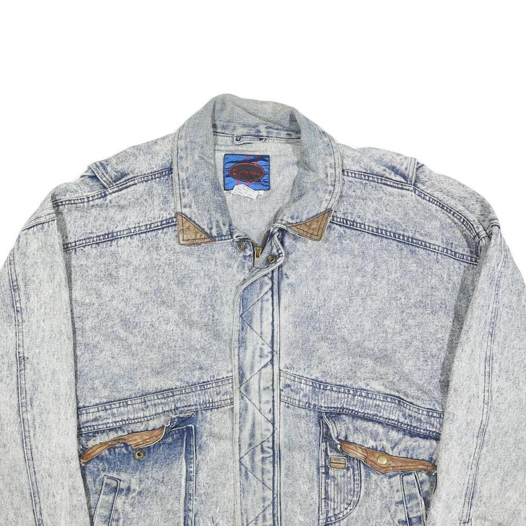 HORIZON Mens Blue Cotton Denim Jacket L Zip Front Casual 1990s Style