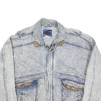 HORIZON Mens Blue Cotton Denim Jacket L Zip Front Casual 1990s Style