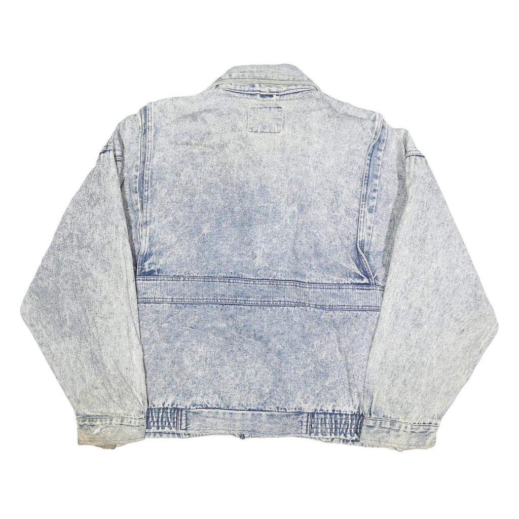 HORIZON Mens Blue Cotton Denim Jacket L Zip Front Casual 1990s Style