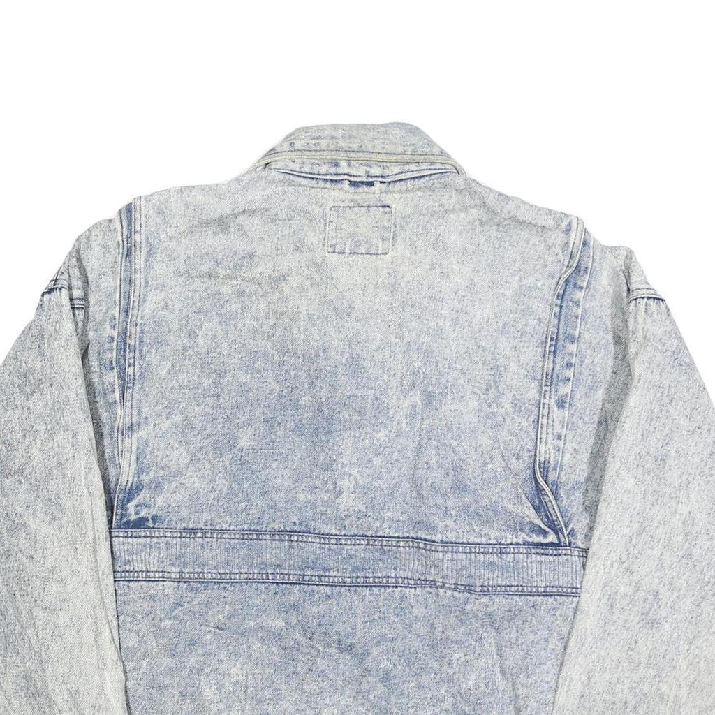 HORIZON Mens Blue Cotton Denim Jacket L Zip Front Casual 1990s Style