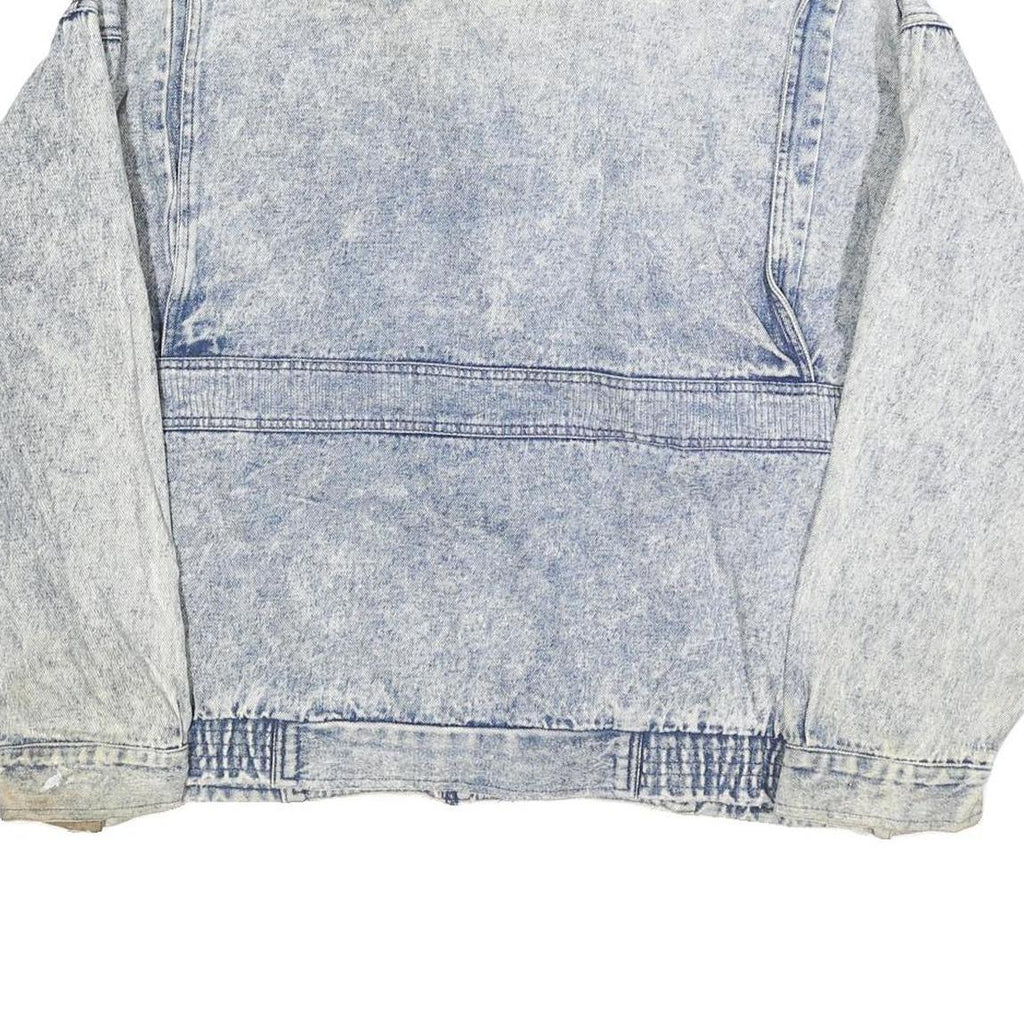 HORIZON Mens Blue Cotton Denim Jacket L Zip Front Casual 1990s Style