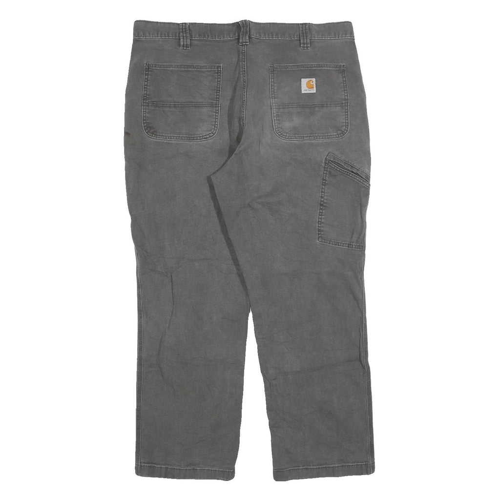 CARHARTT Mens Relaxed Fit Grey Jeans Cotton Blend Zip W40 L30 Workwear Durable