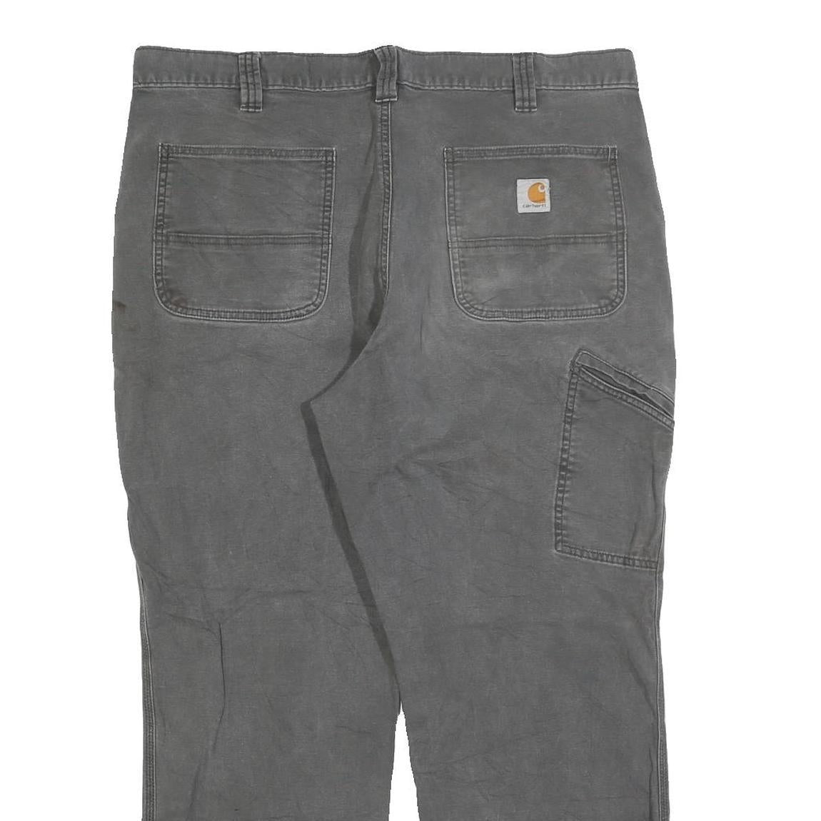 CARHARTT Mens Relaxed Fit Grey Jeans Cotton Blend Zip W40 L30 Workwear Durable