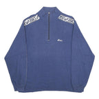ASICS Mens Blue Half Zip M Cotton Blend Sweatshirt Logo Tape Shoulder