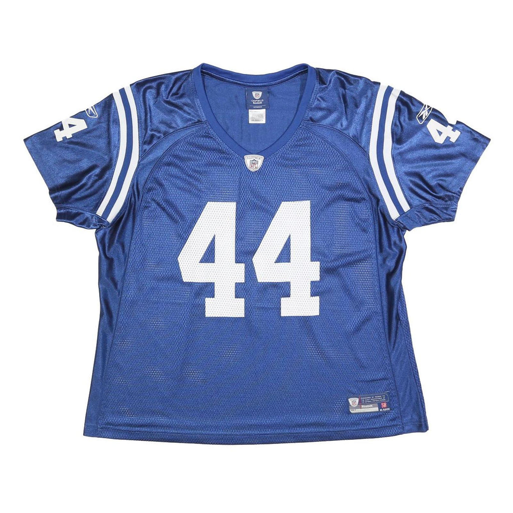 REEBOK Womens Blue NFL 44 Football Shirt 2XL Short Sleeve V-Neck Mesh Sports