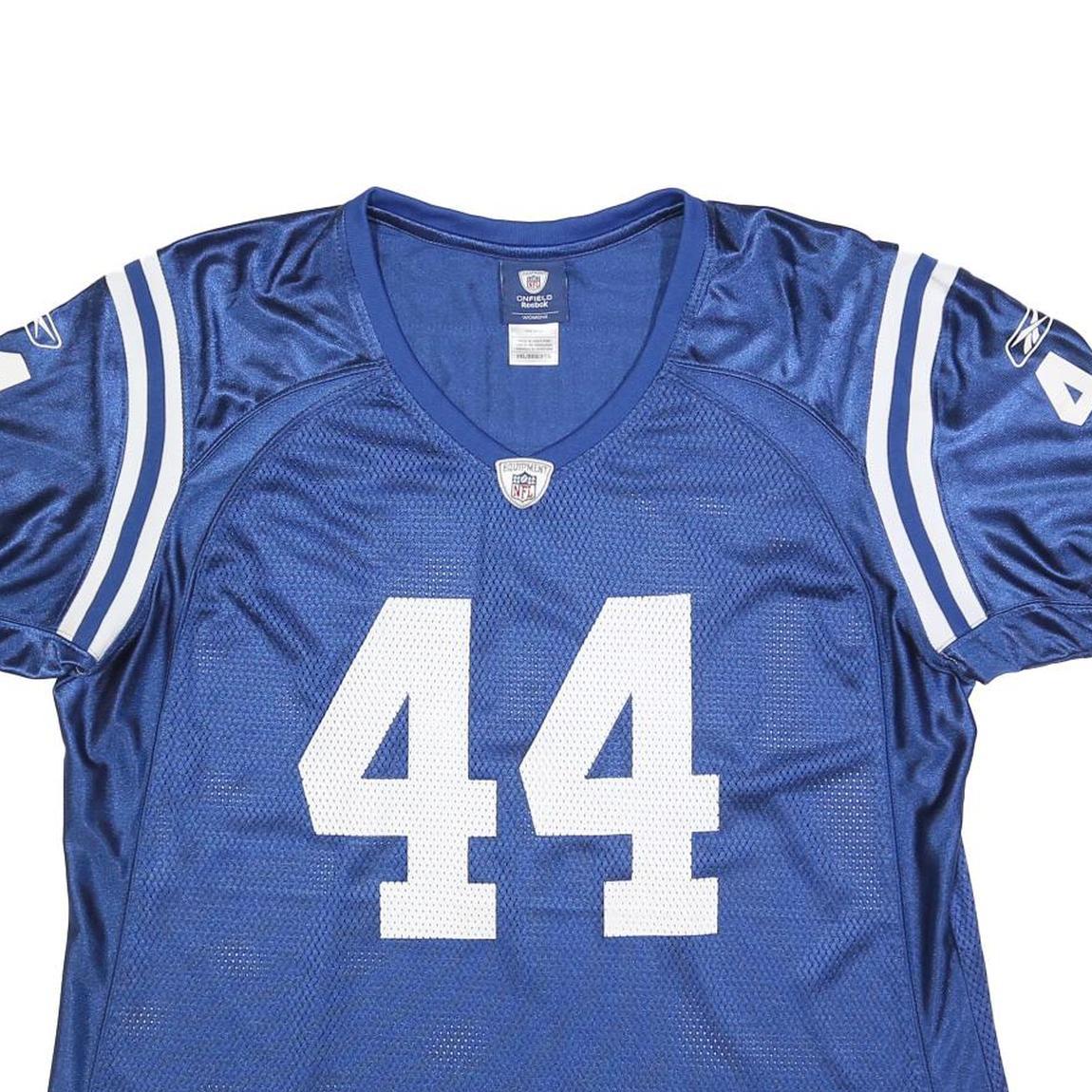 REEBOK Womens Blue NFL 44 Football Shirt 2XL Short Sleeve V-Neck Mesh Sports