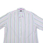 PAUL & SHARK Mens White & Multicolour Stripe Shirt XL Short Sleeve Cotton Casual