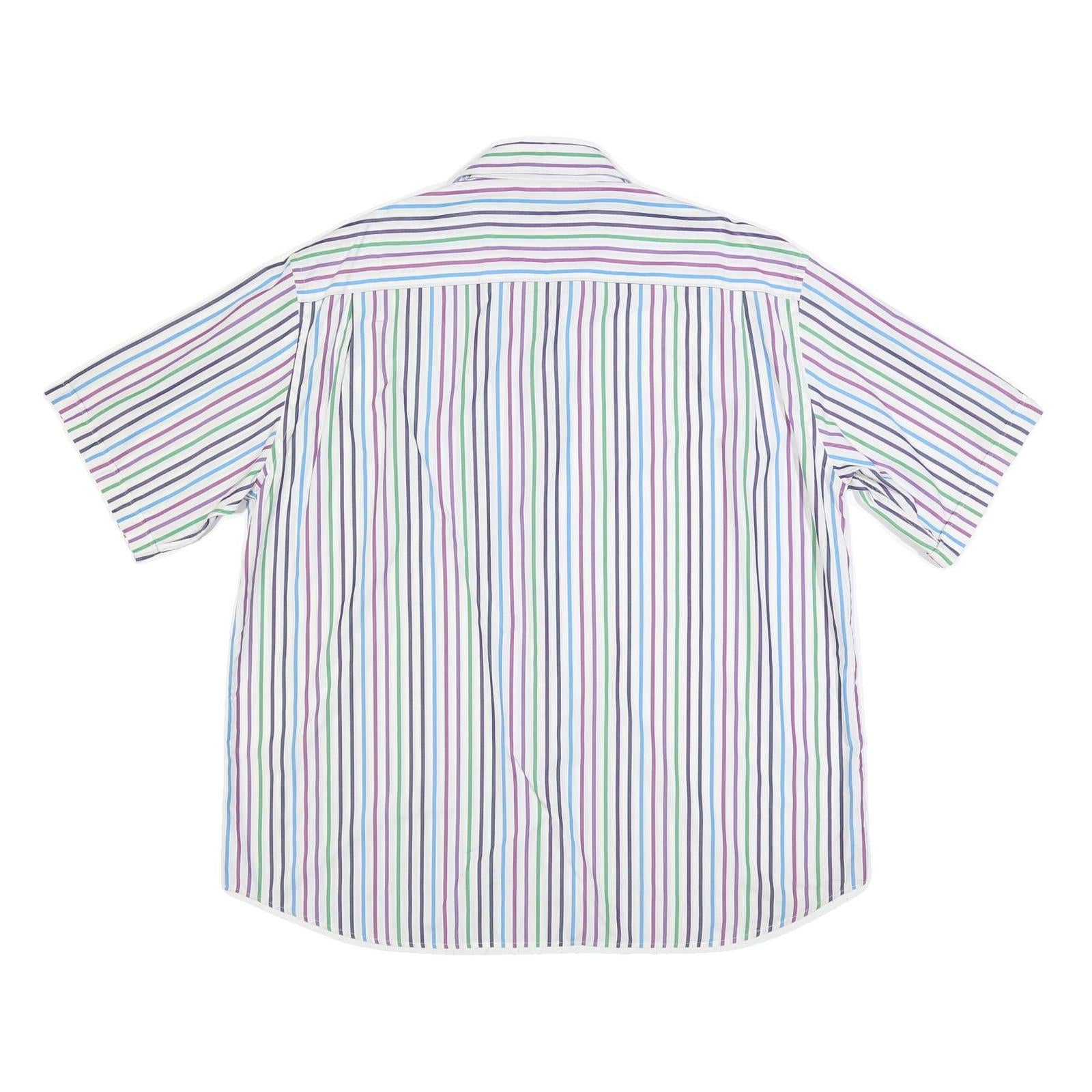 PAUL & SHARK Mens White & Multicolour Stripe Shirt XL Short Sleeve Cotton Casual