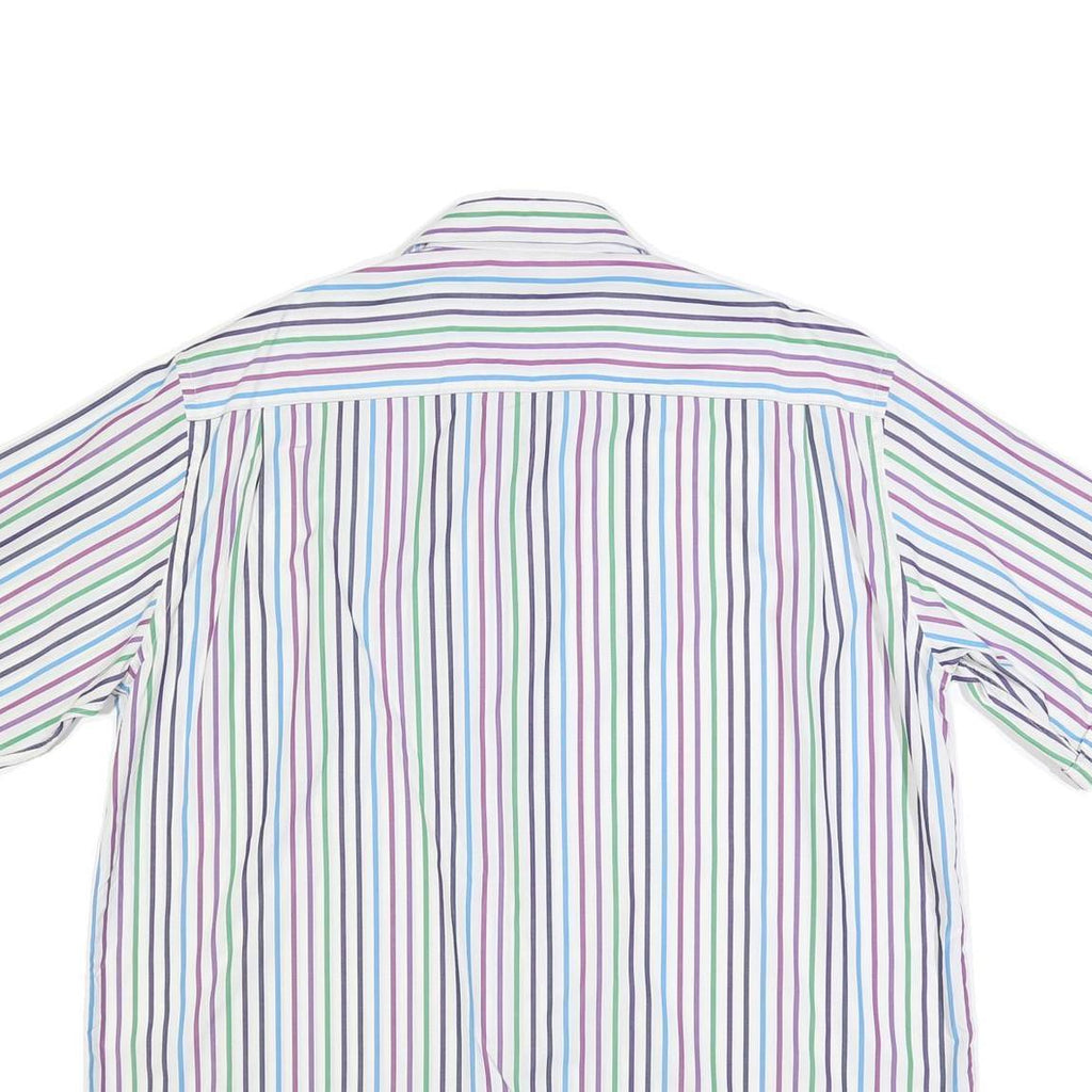 PAUL & SHARK Mens White & Multicolour Stripe Shirt XL Short Sleeve Cotton Casual