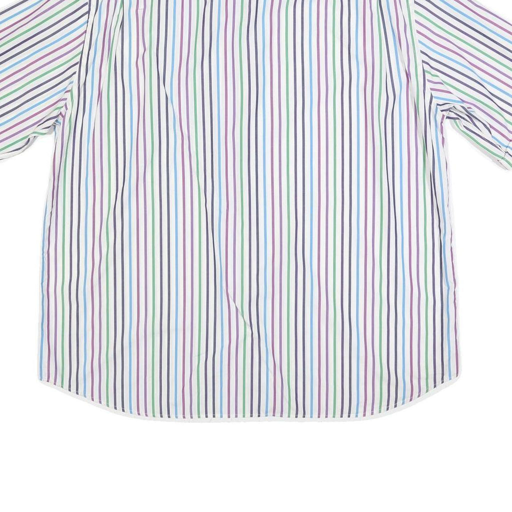PAUL & SHARK Mens White & Multicolour Stripe Shirt XL Short Sleeve Cotton Casual